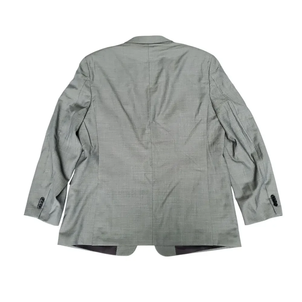 Tommy Hilfiger Gray Worsted Wool 2-Btn 2 Vent Sport Coat Blazer Jacket 48L Long